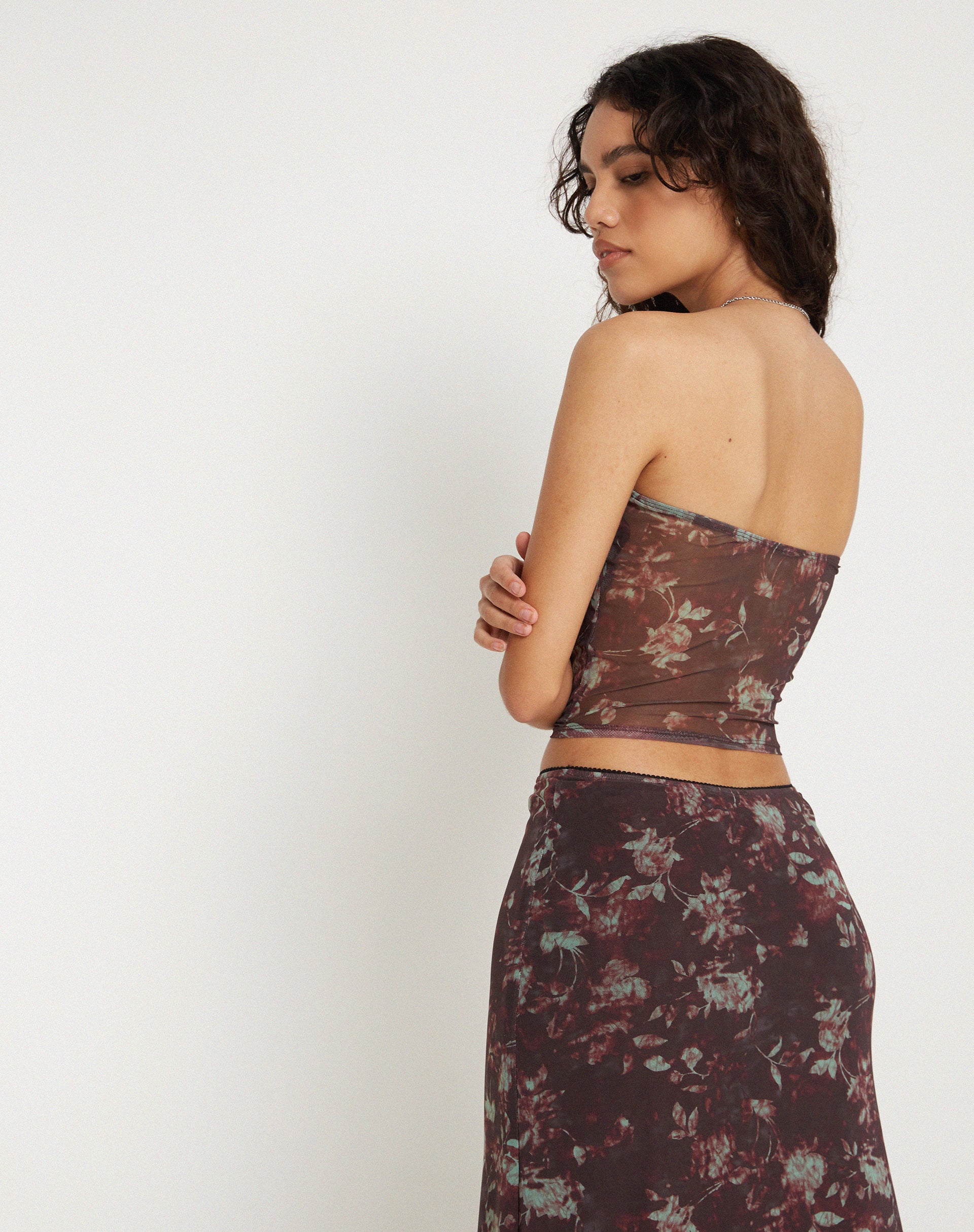 image of Peggy Bandeau Top in Botanical Floral Brown