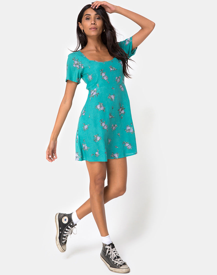 Image of Peky Babydoll Dress in Soi Rose Green