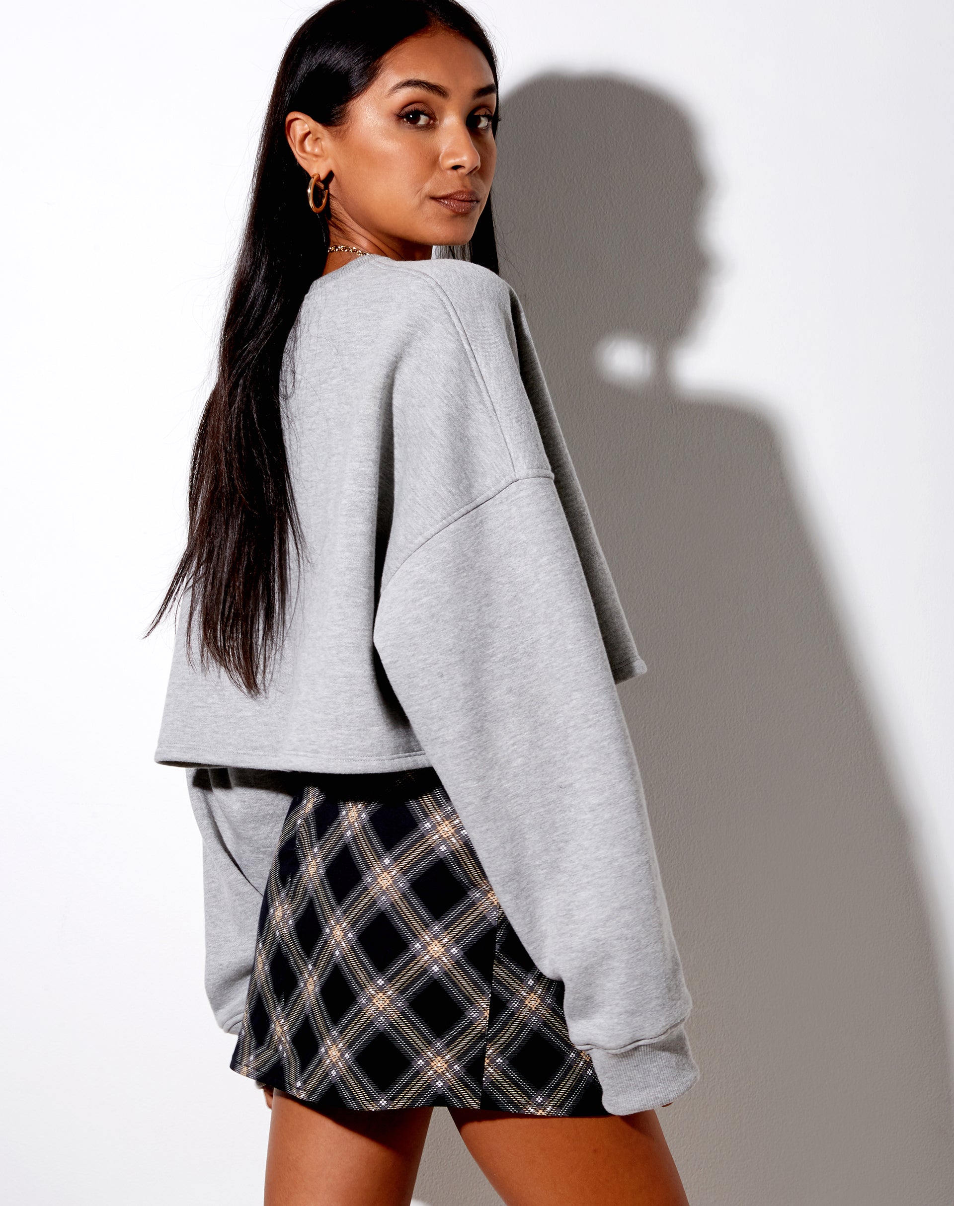 Image of Pelmet Mini Skirt in 20s Check Black and Grey