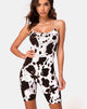 Image of Phia Unitard In Cow Hide Brown and White