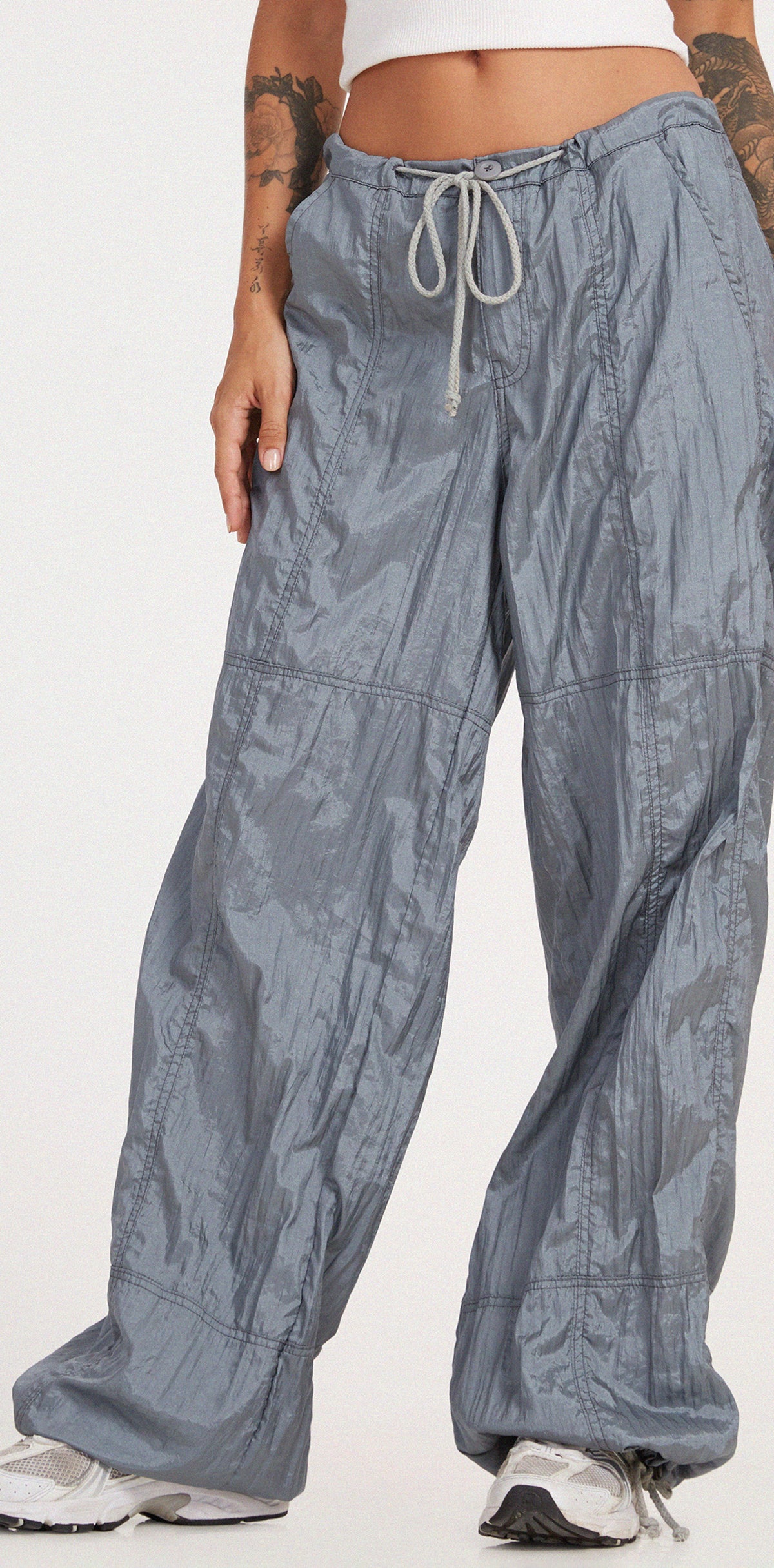 Silver Drawcord Waist Trousers | Phil – motelrocks.com