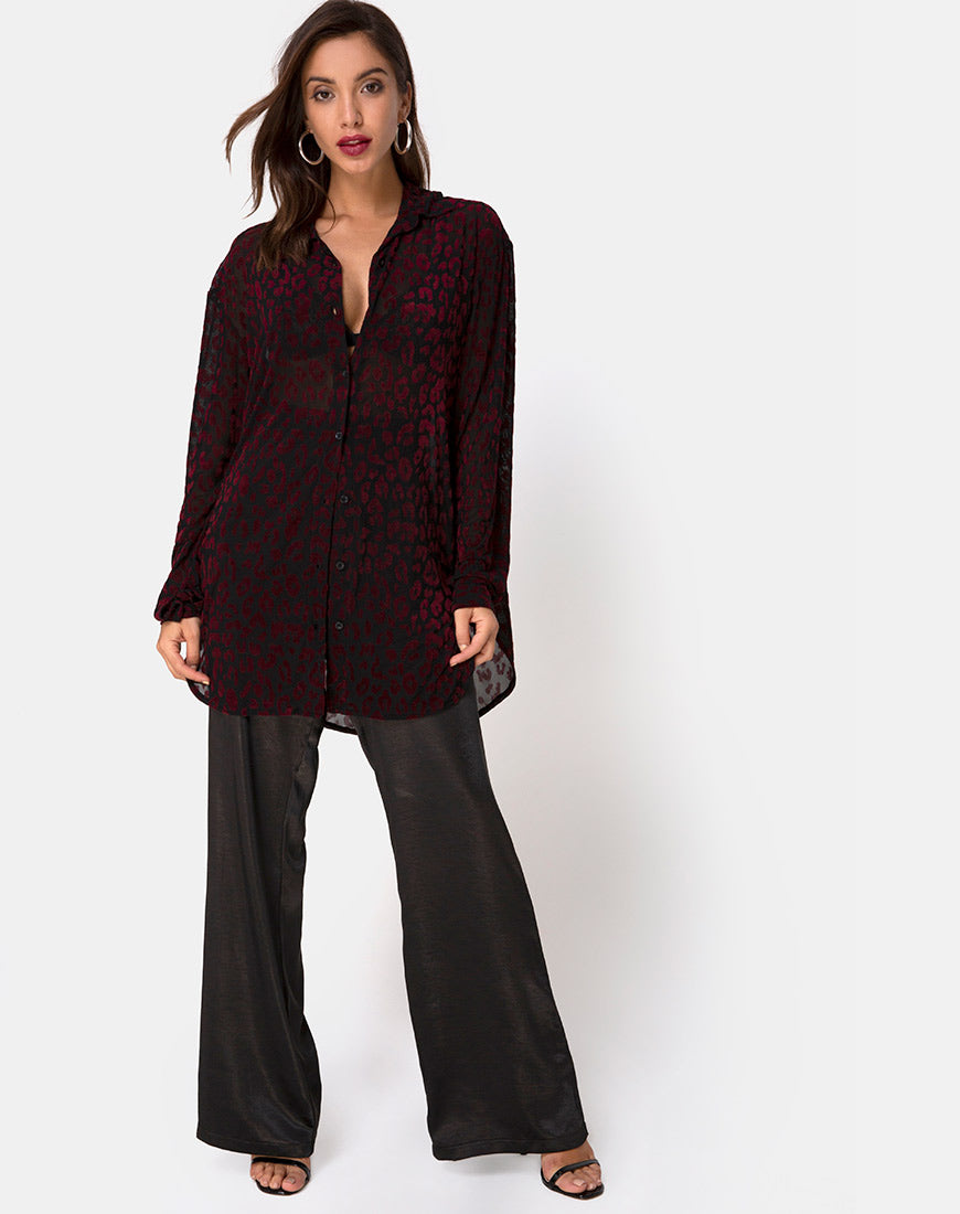 Image of Phobe Shirt in Red Leopard Flock Net