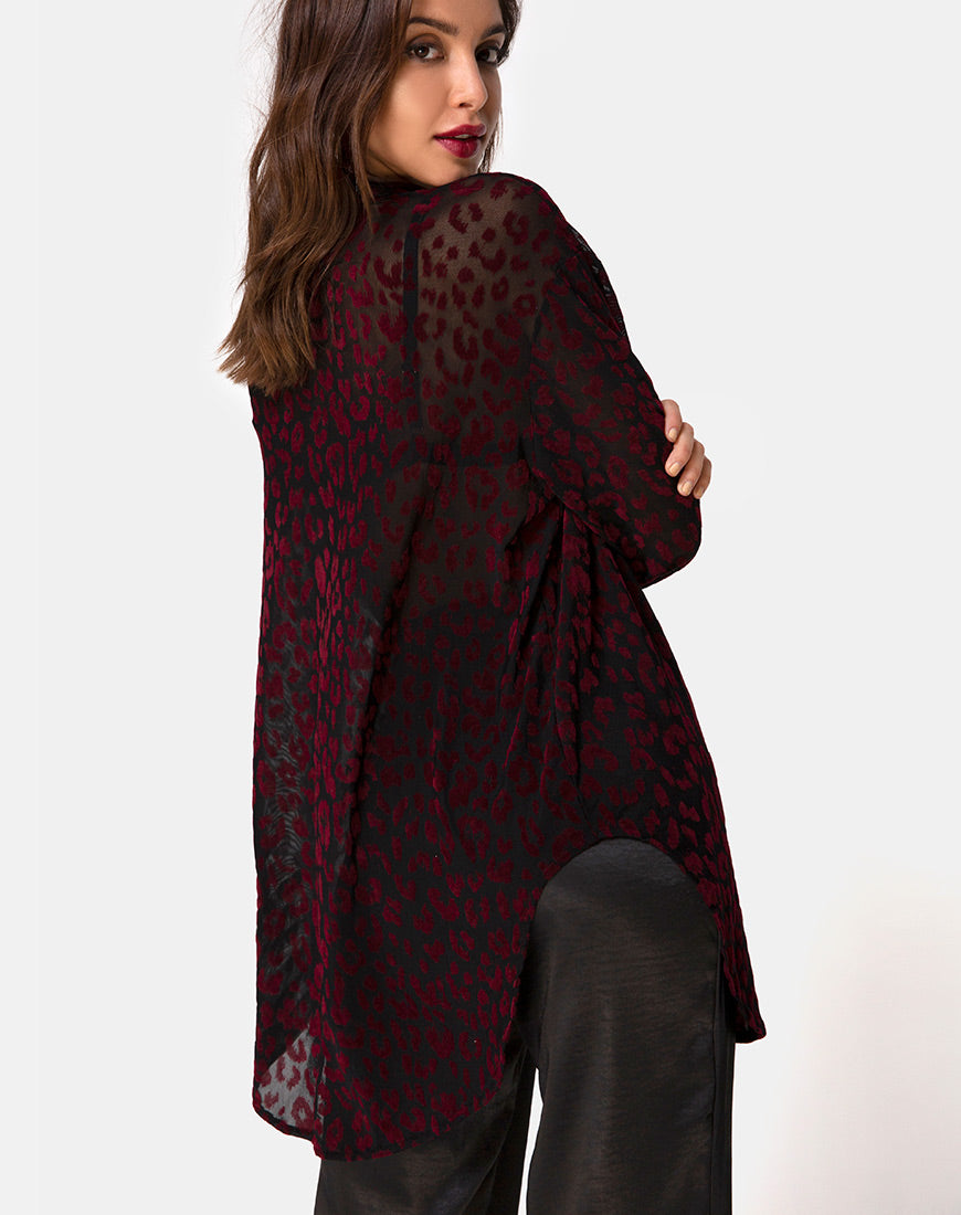 Image of Phobe Shirt in Red Leopard Flock Net