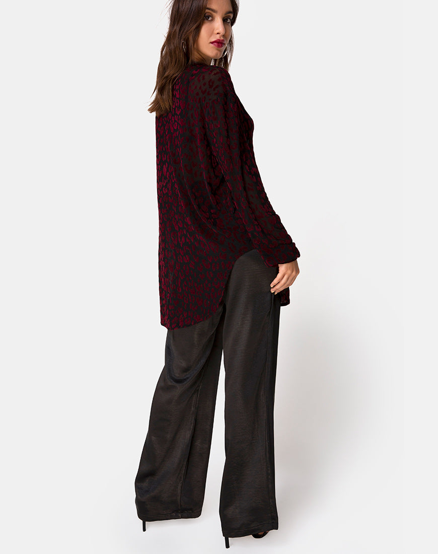 Image of Phobe Shirt in Red Leopard Flock Net