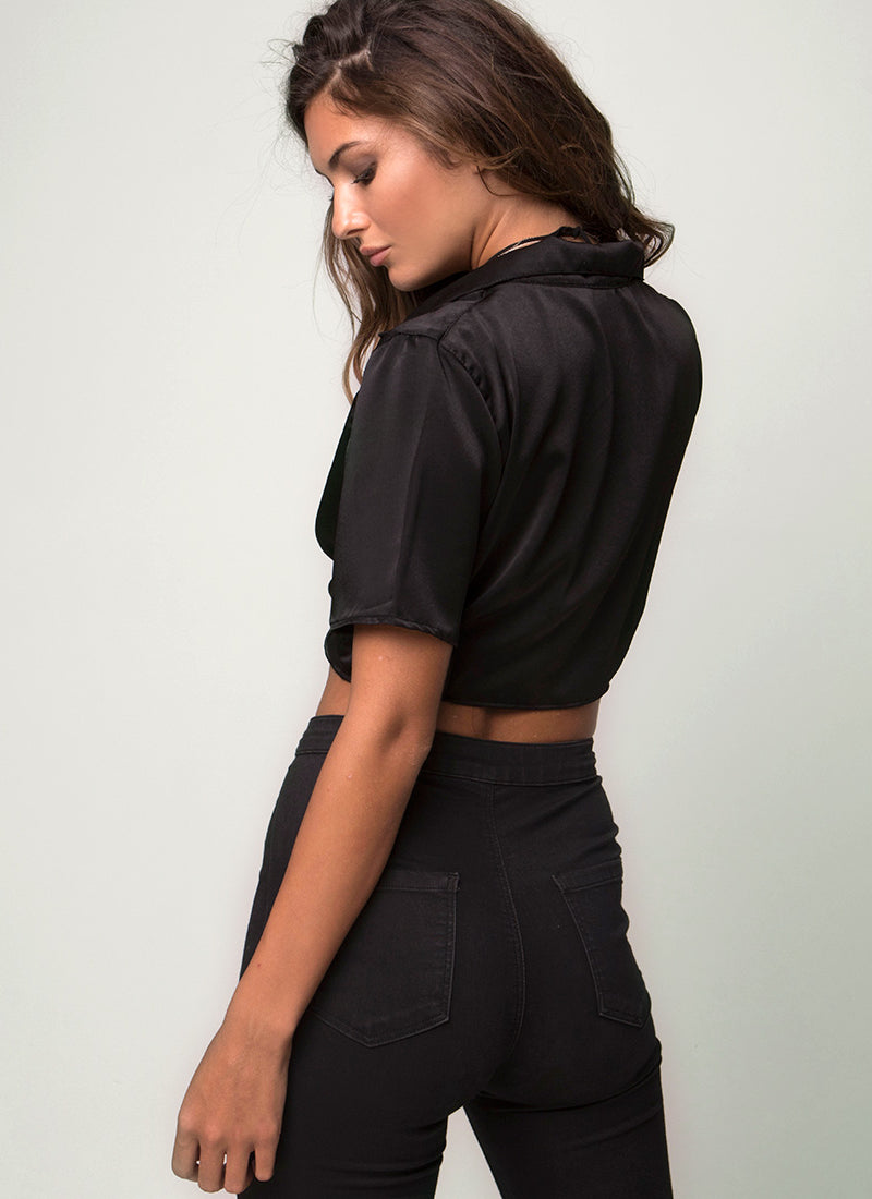Peter Pan Collar Black Satin Blouse | Pilar - Motel Rocks – motelrocks.com