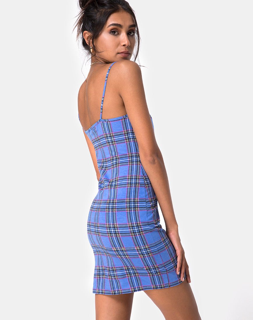 Image of Piper Bodycon Dress in 90S Check Blue Pink