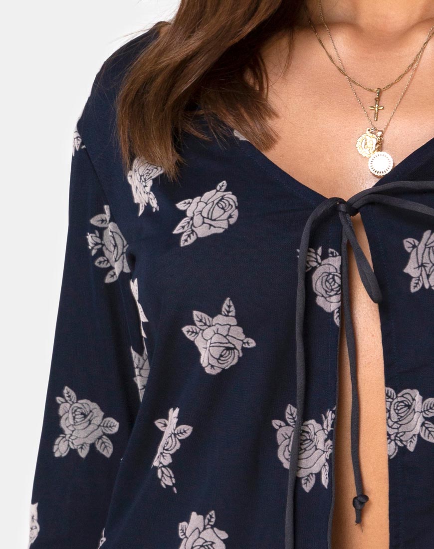 Image of Pique Top in Rose Flock Black Mesh