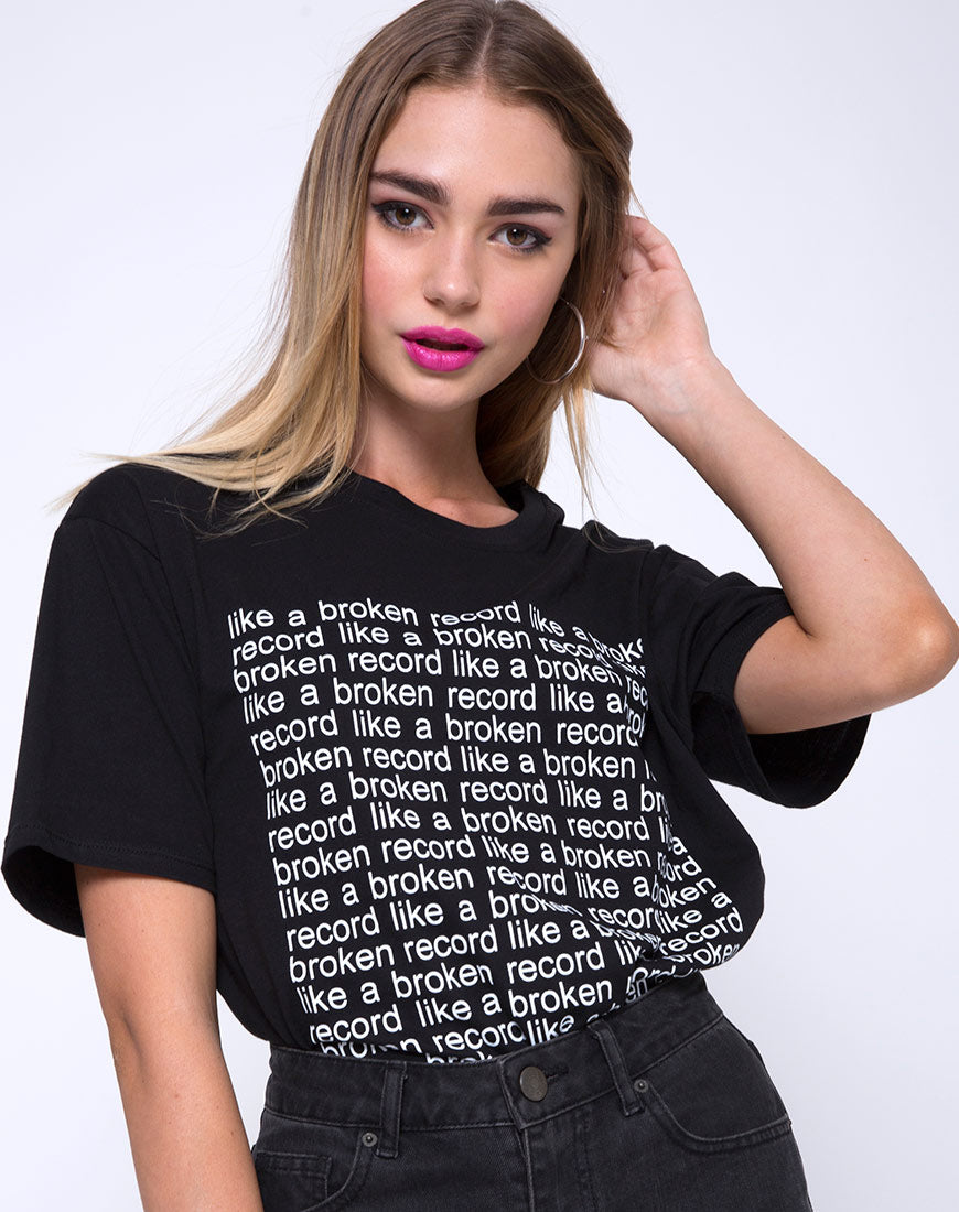 Oversize Basic Tee Like a Broken Record