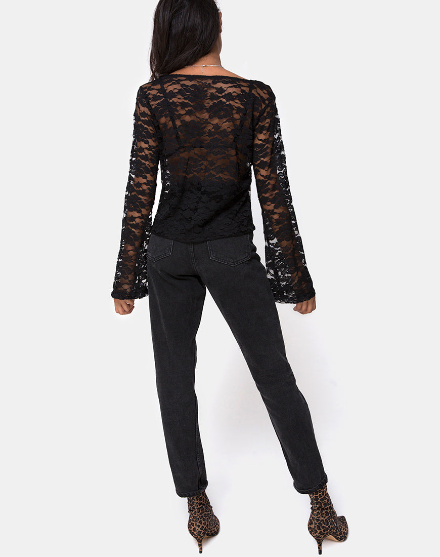 Image of Porque Top in Lace Black