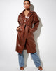 Image of Duster Longline Coat in Croc Pu Brown
