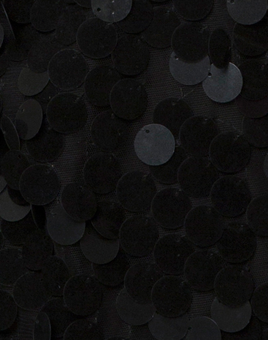 Image of Purpura Slip Dress in Velvet Disc Sequin Black