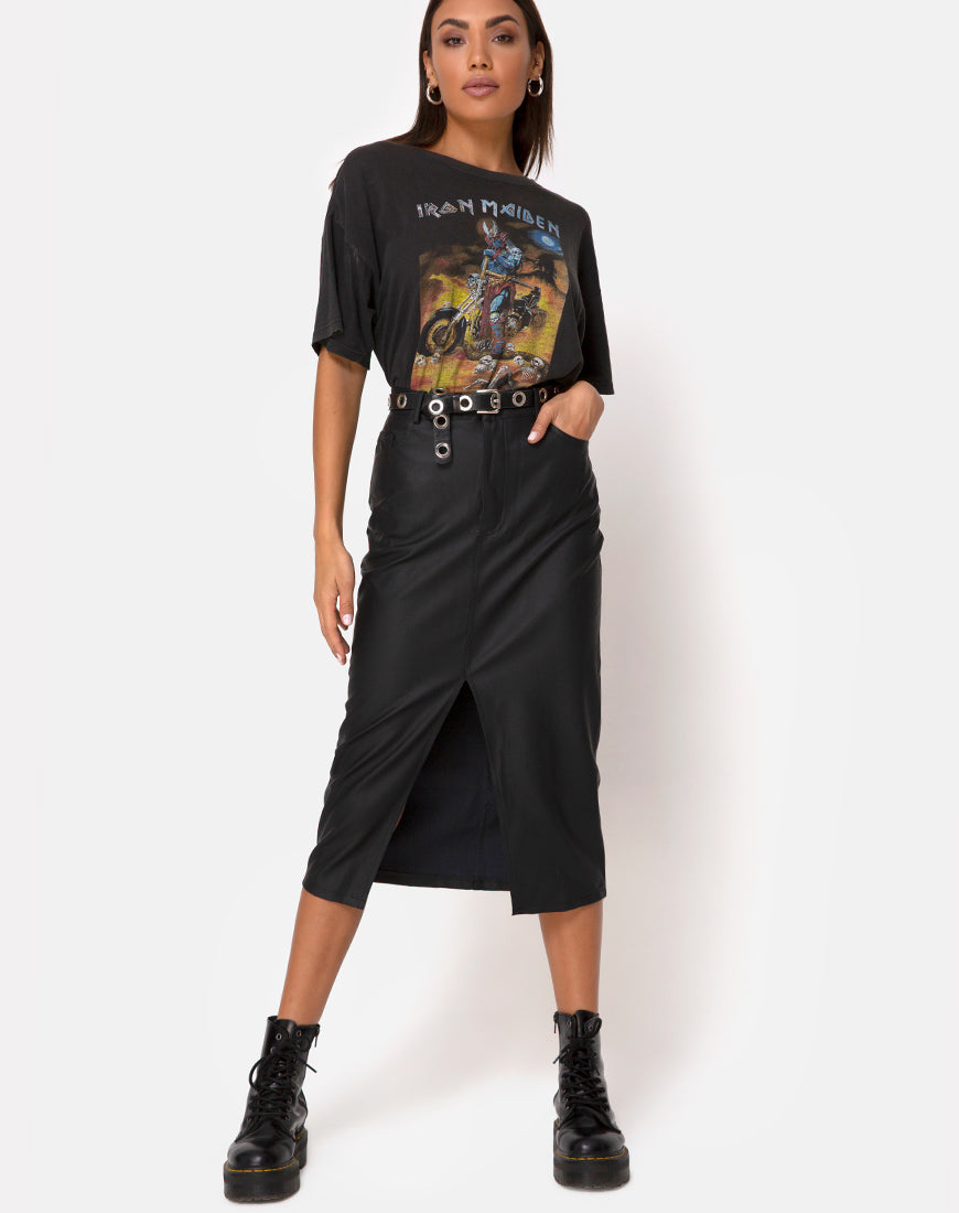 Image of Pyra Midi Skirt in PU Black