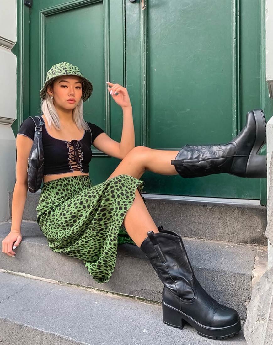 Khaki Leopard Midi Skirt Khaki Leopard Print Midi Skirt Pencil