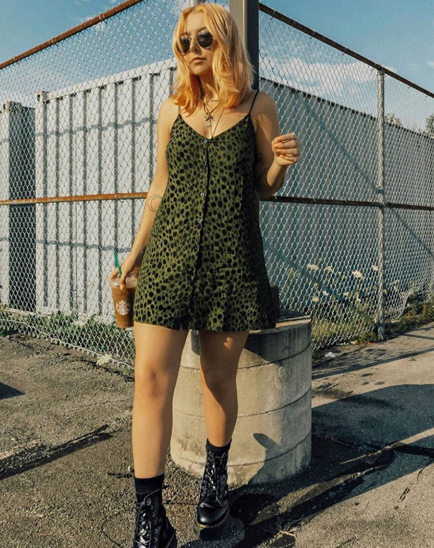 Image of Sanna Slip Dress in Cheetah Khaki