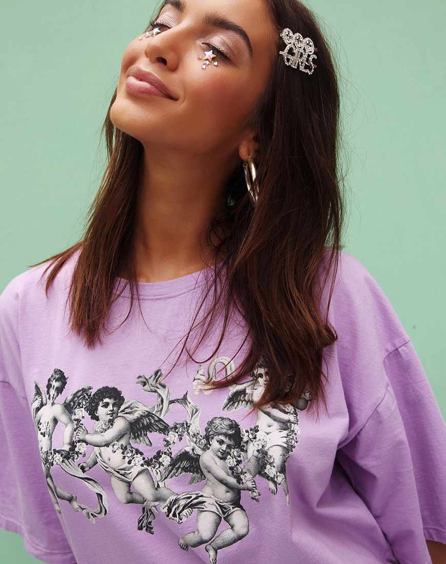Image of Sunny Kiss Tee in Lilac Cherub