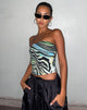 image of Shae Bandeau Top in Warped Zebra Blue