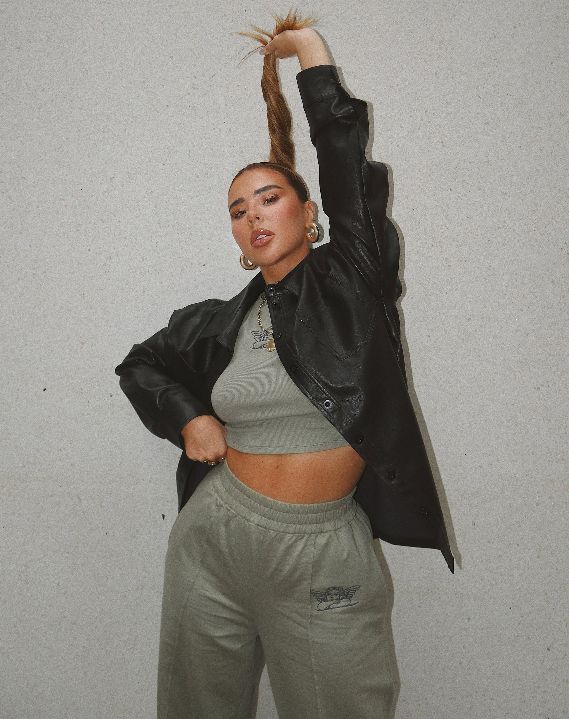 Image of Gimon Crop Top in Rib Grey Sage Angelo Embro