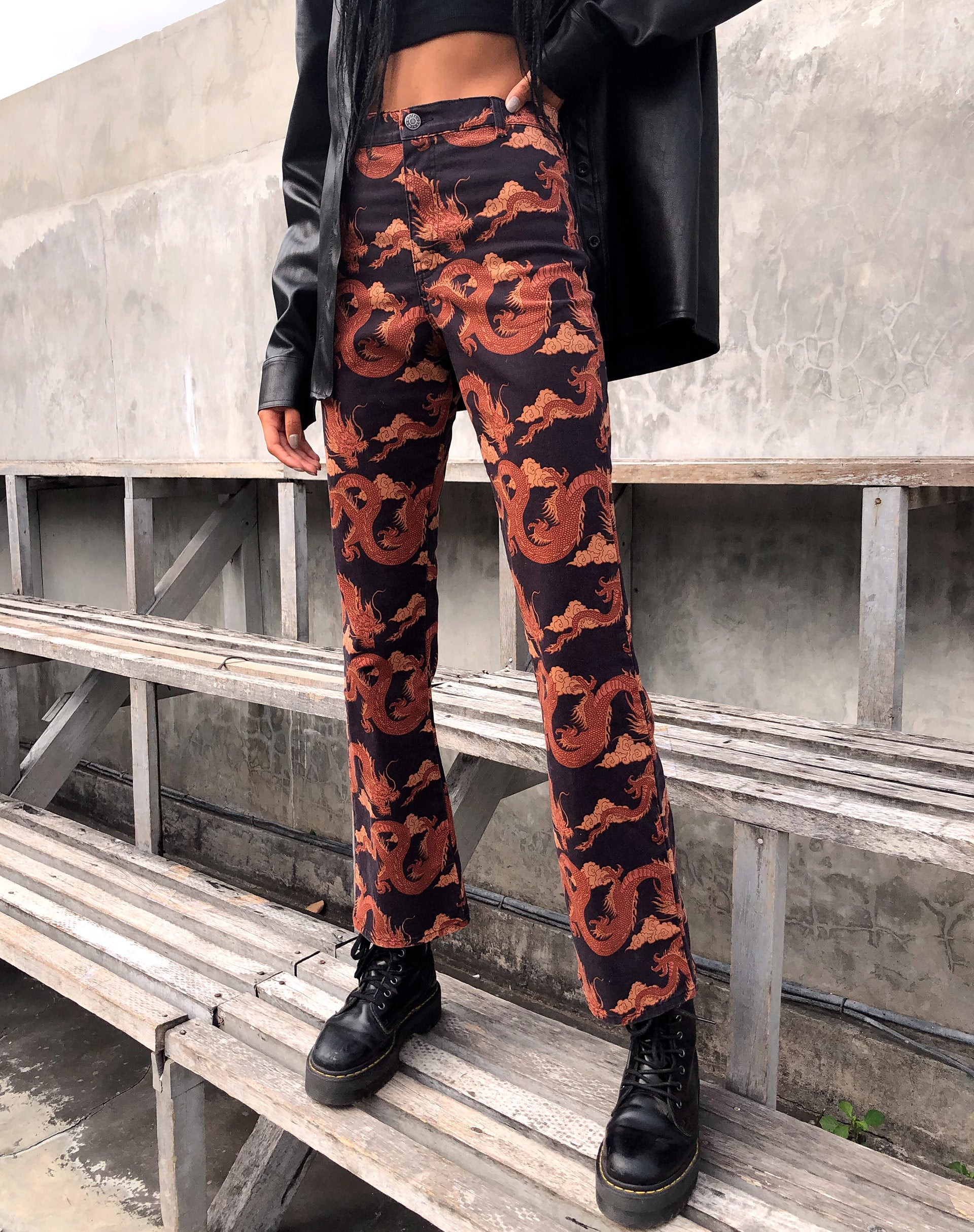 Image of Zoven Flare Trouser in Tonal Dragon Orange