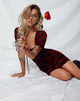 Image of Guenetta Dress in Romantic Red Rose Flock