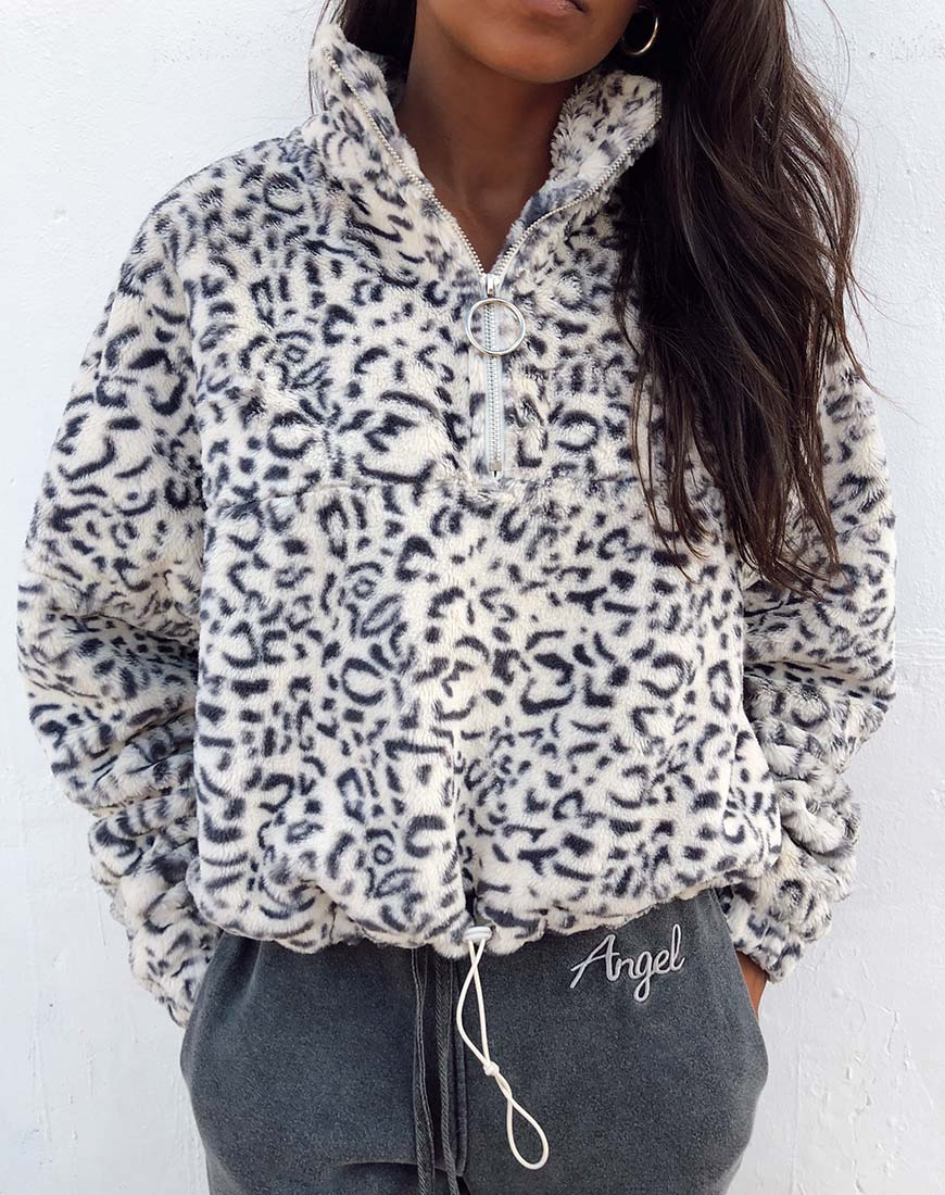 Nero Ring Pull Jacket in White Leopard
