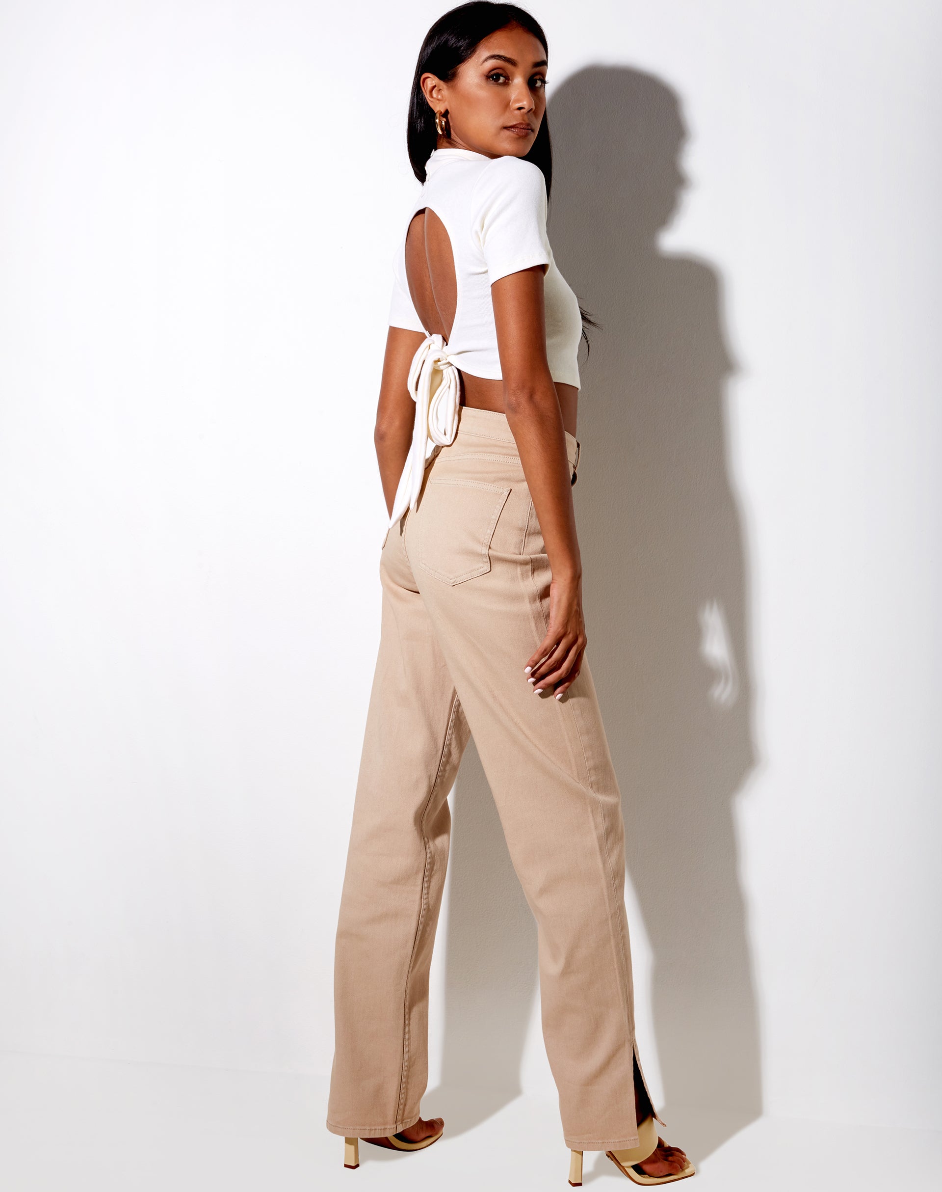 Image of Que Crop Top in Rib Ivory