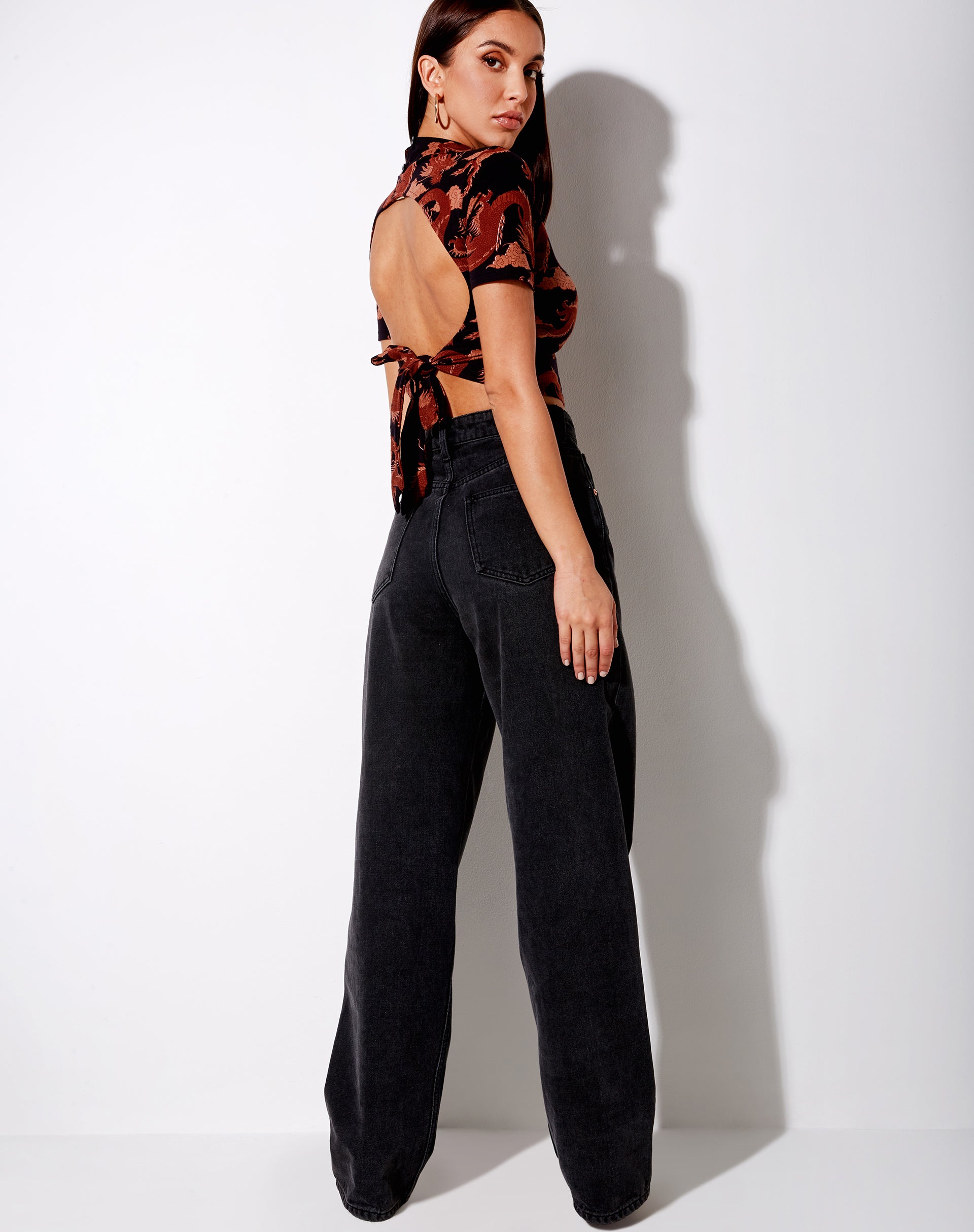 Image of Que Backless Top in Tonal Dragon Orange