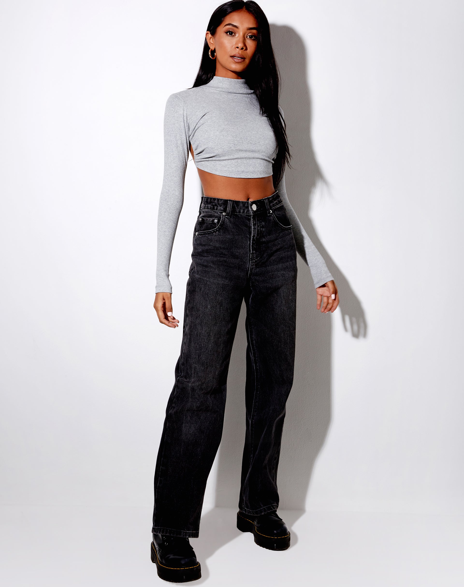 Image of Quelia Crop Top in Rib Greymarl
