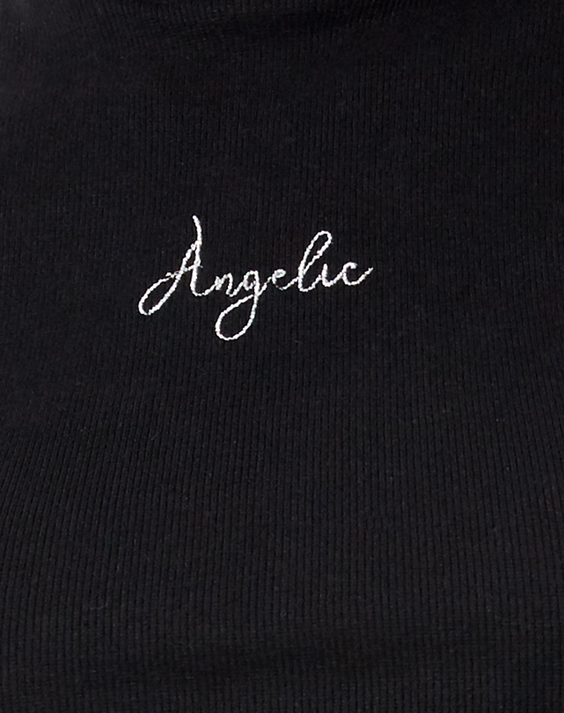 Image of Quera Crop Top in Rib Black Angelic Embro