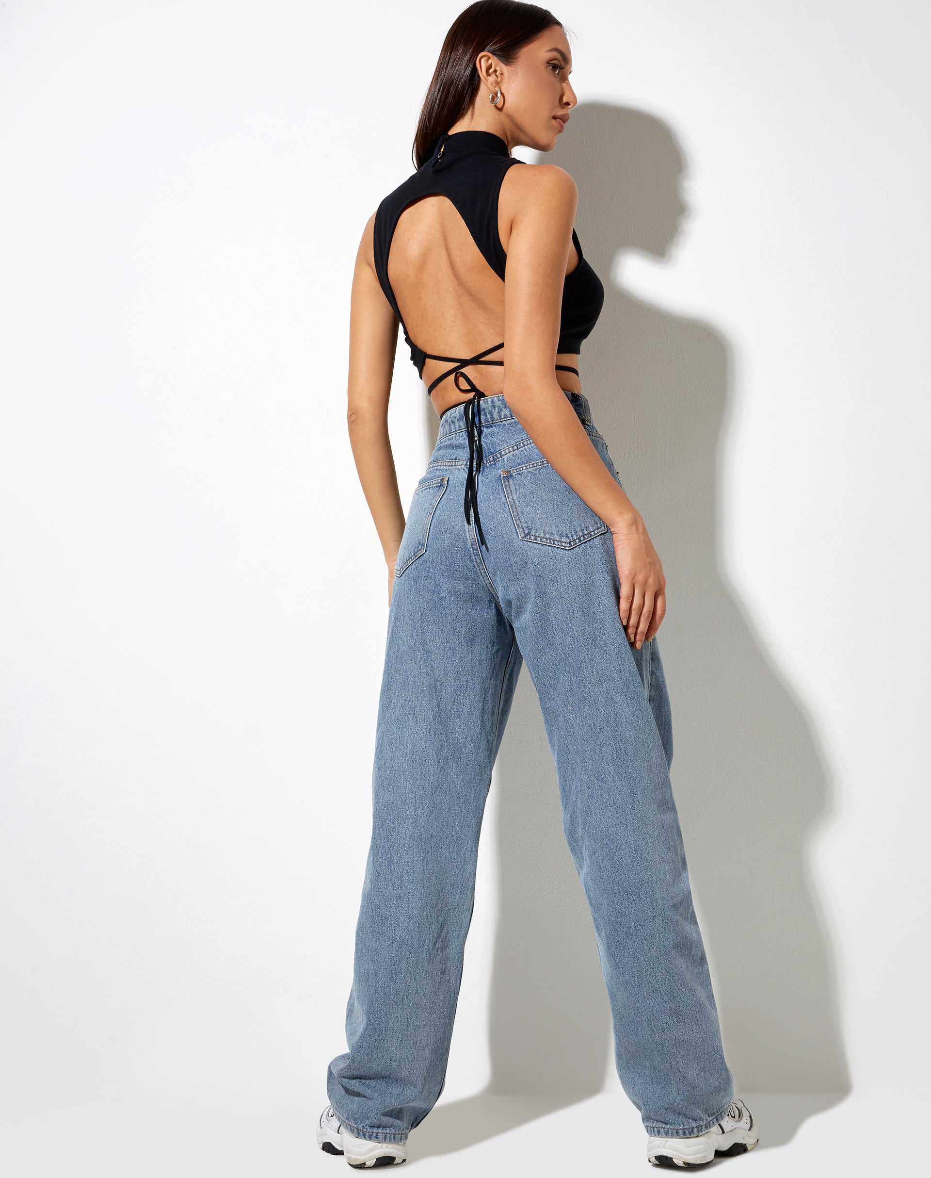 Image of Quera Crop Top in Black Cross My Heart Embro