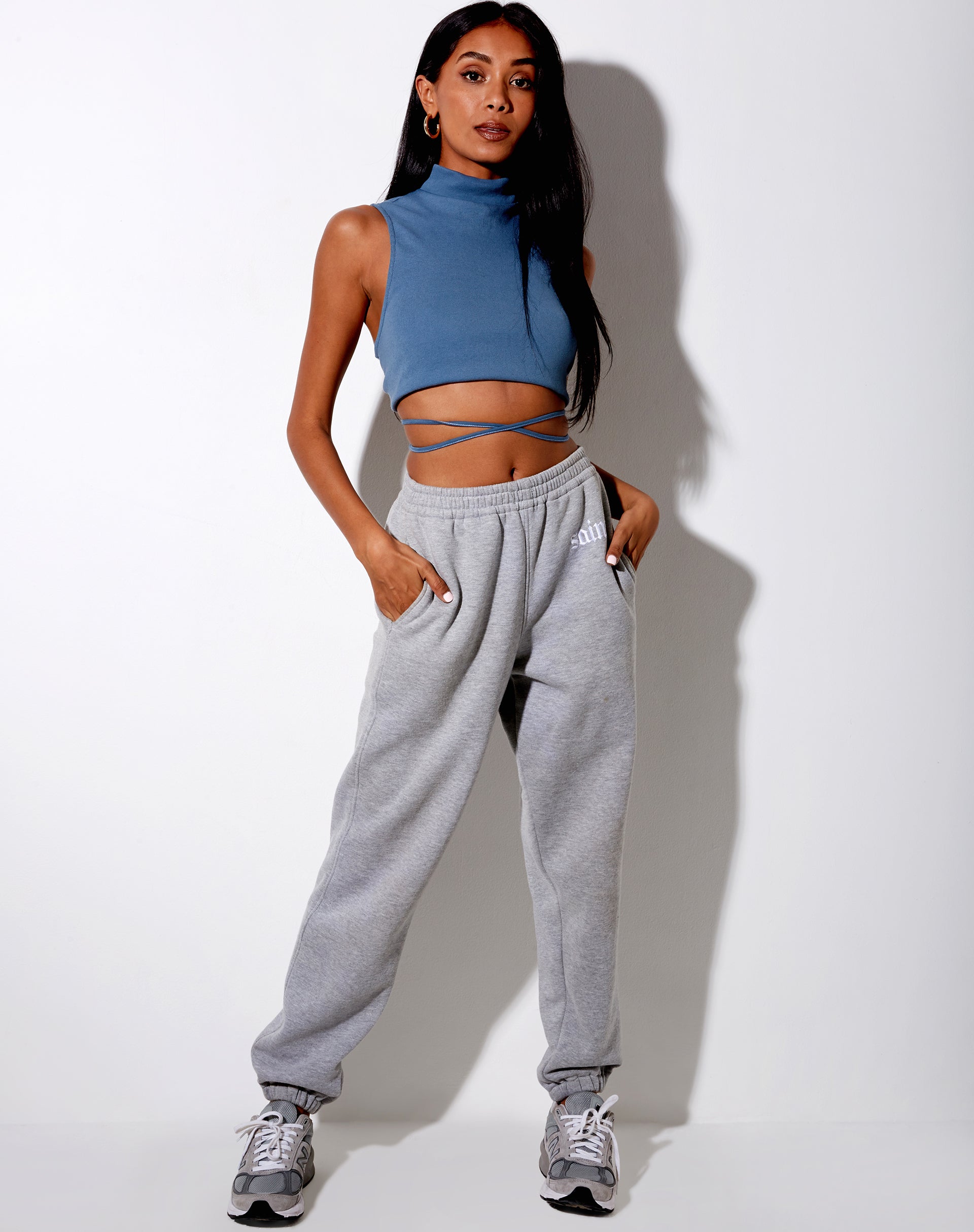 Image of Quera Crop Top in Rib Mineral Blue