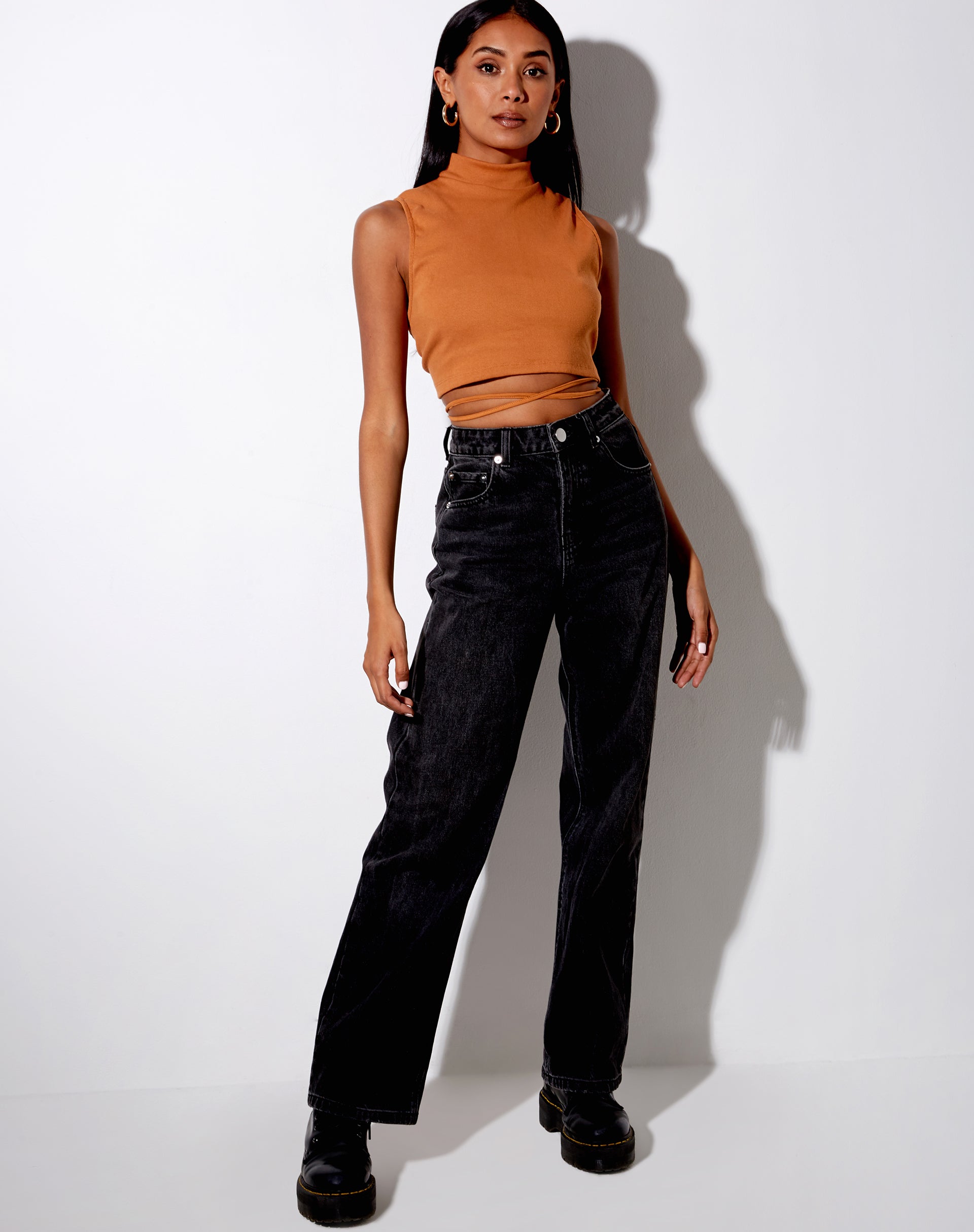 Image of Quera Crop Top in Rib Salted Caramel