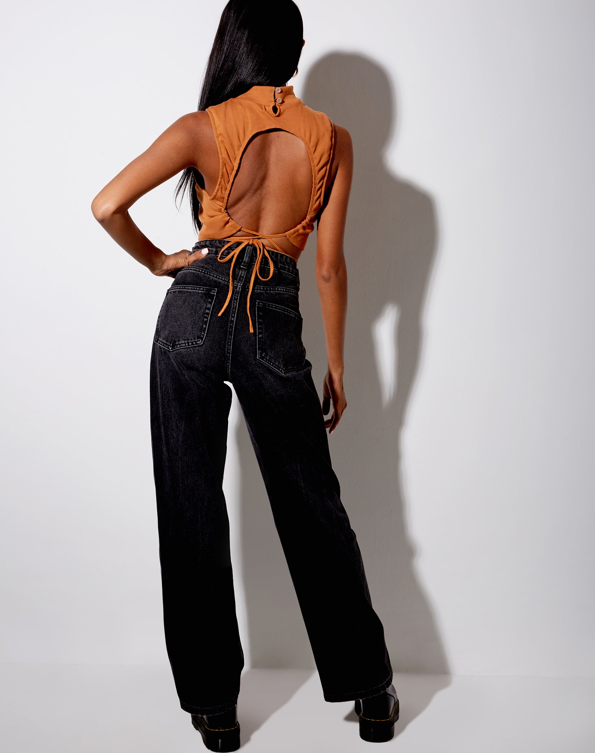 Image of Quera Crop Top in Rib Salted Caramel