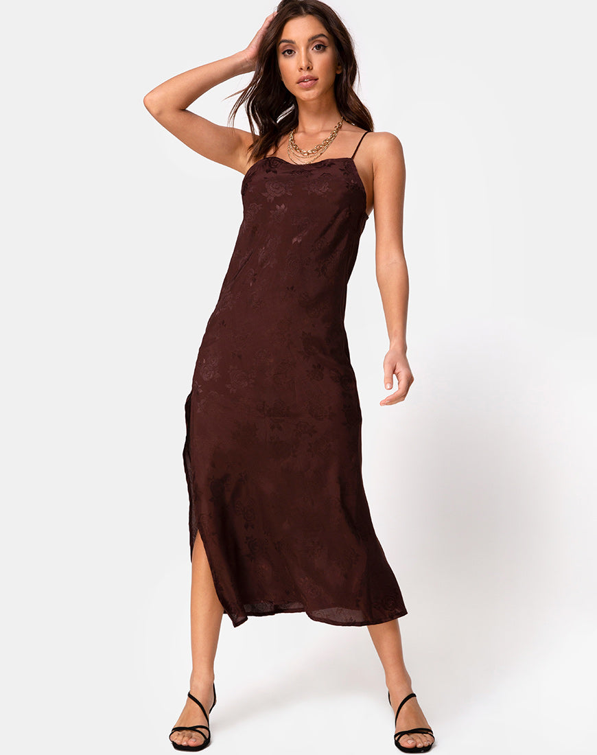 Image of Quinty Dress in Satin Rose Cocoa