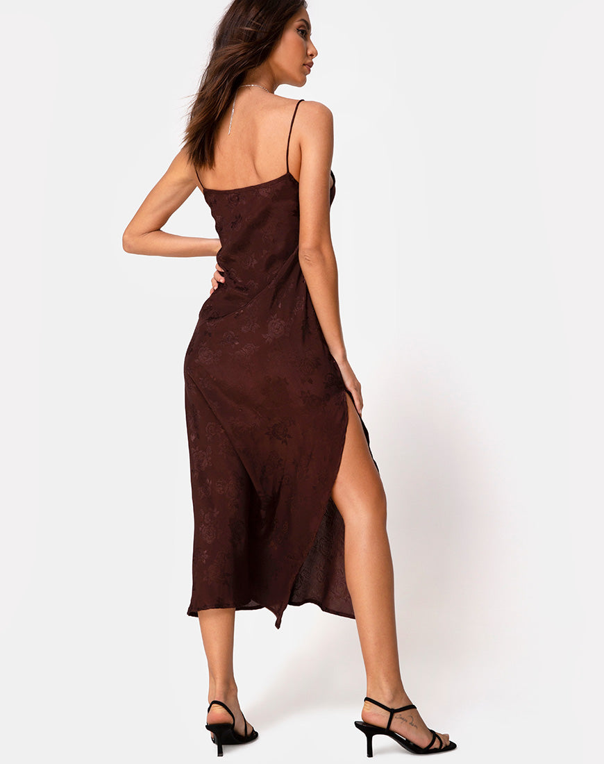 Image of Quinty Dress in Satin Rose Cocoa