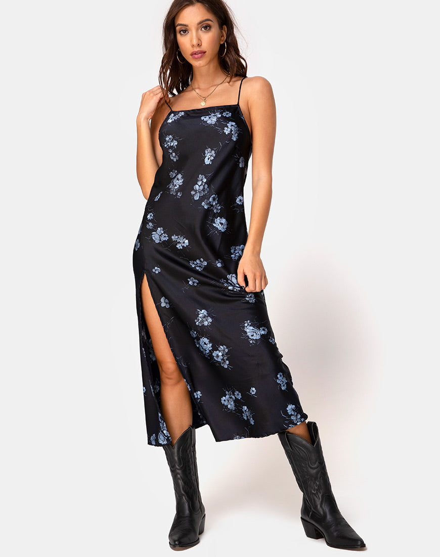 Image of Quinty Dress in Black Mono Flower