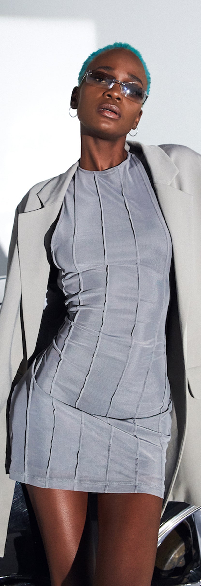 Grey Mesh Sleeveless Bodycon Mini Dress | Raisa – motelrocks.com