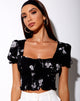 Image of Raquel Crop Top in Mono Flower Black