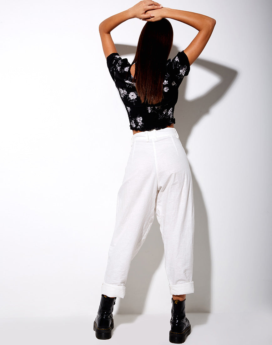 Image of Raquel Crop Top in Mono Flower Black