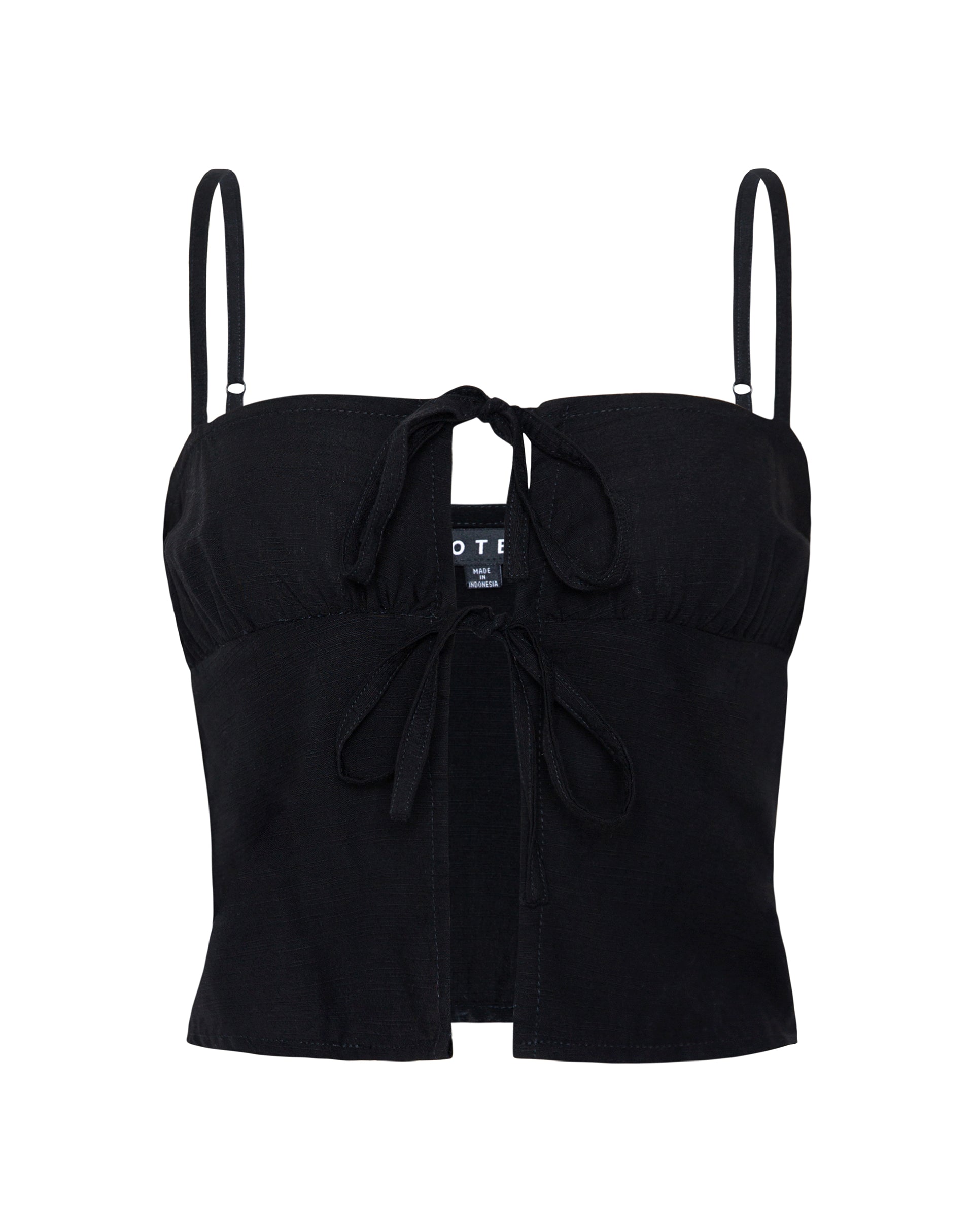 Image of Raymi Tie Front Cami Top in Black