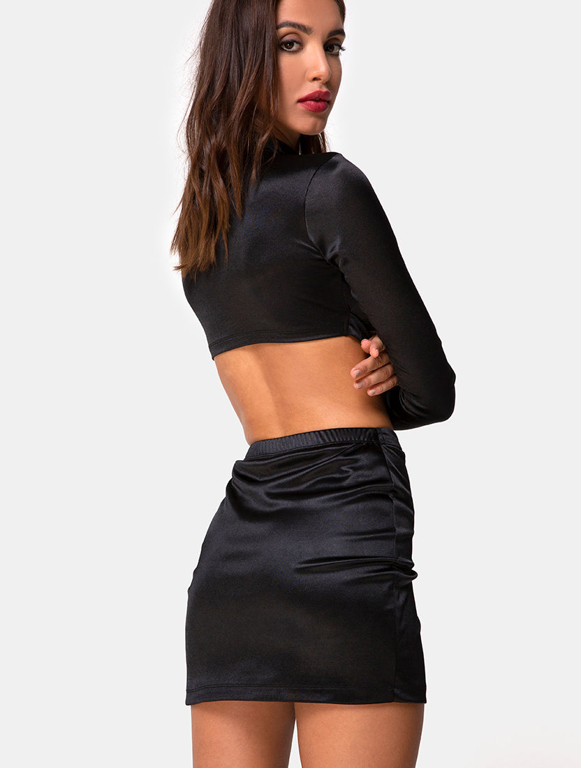 Black Mini Skirt With Slit | Reblit – motelrocks.com