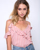 Image of Reilly Cold Shoulder Bodice in Spot Stripe Pink and White