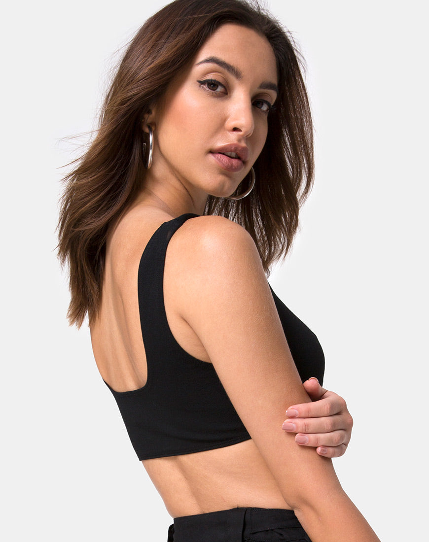 Image of Reka Crop Top in Black with Silver Buckle
