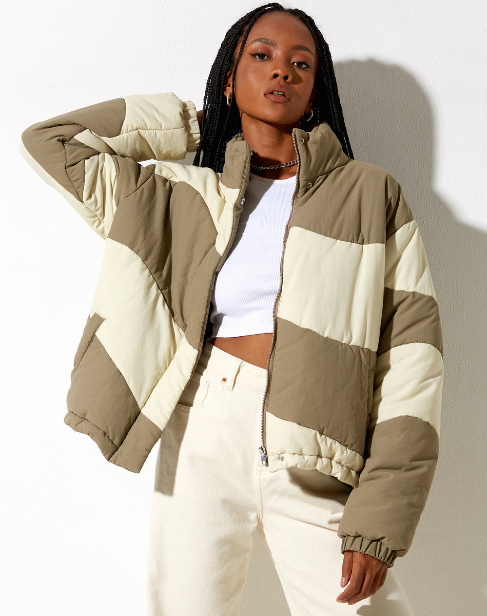 Cream Puffa Jacket | Renee – motelrocks.com