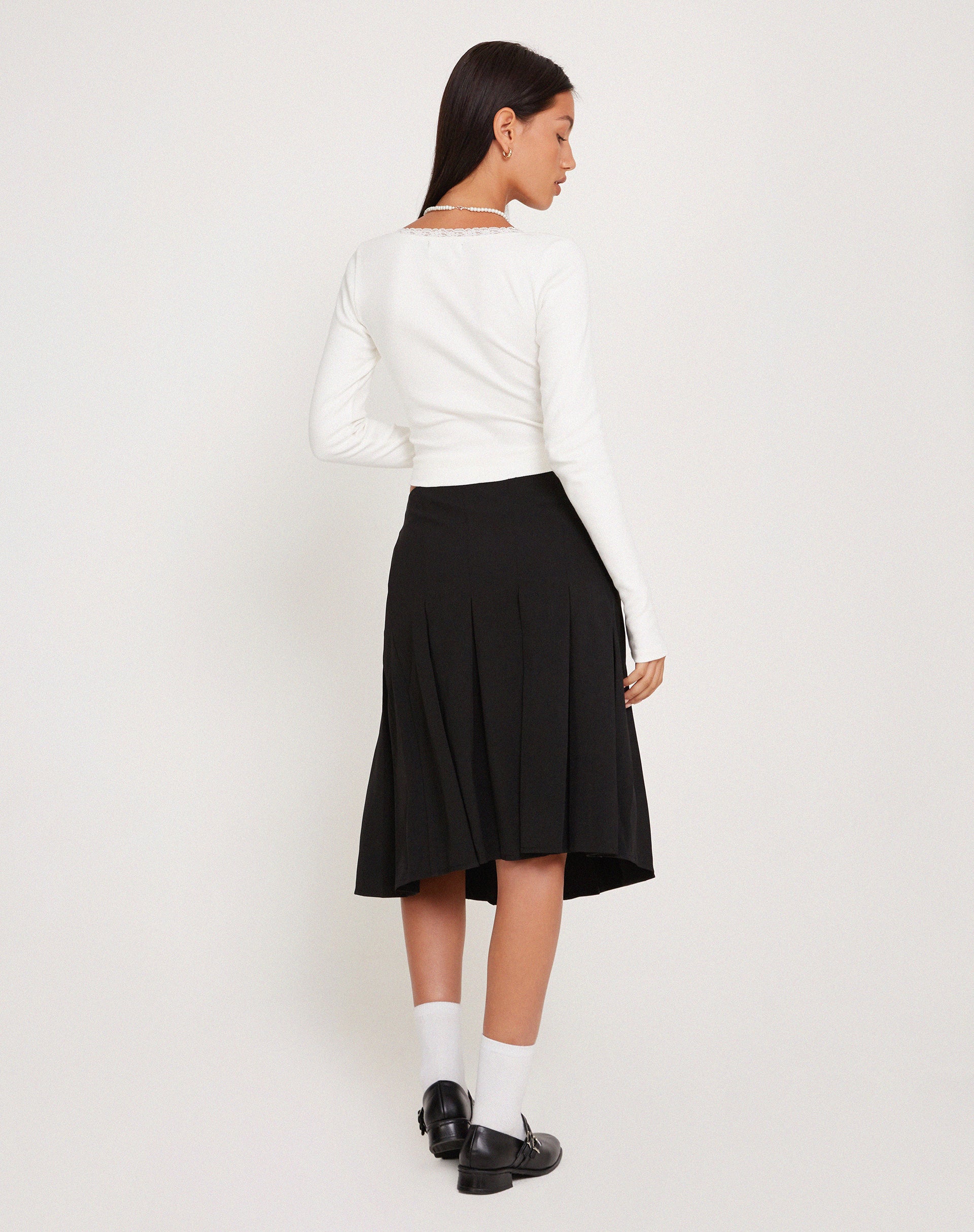 image of Madelyn Pleated Midi Skirt in Black