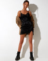 Image of Coti Bodycon Dress in Black Rose Flock with Lace