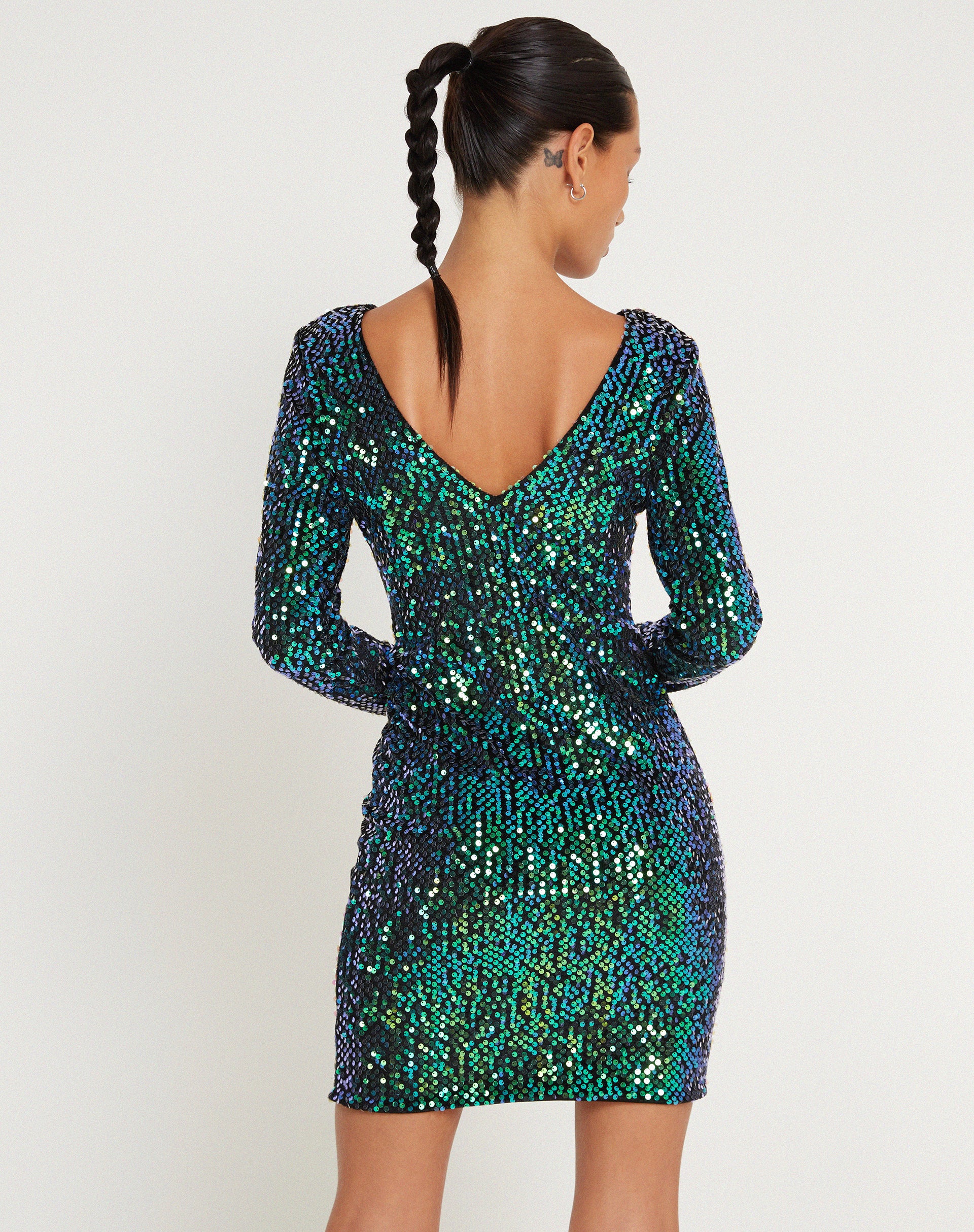Sequin Green Iridescent Mini Dress Gabby motelrocks