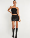 Image of Guida Mini Skirt in Drape Sequin Black