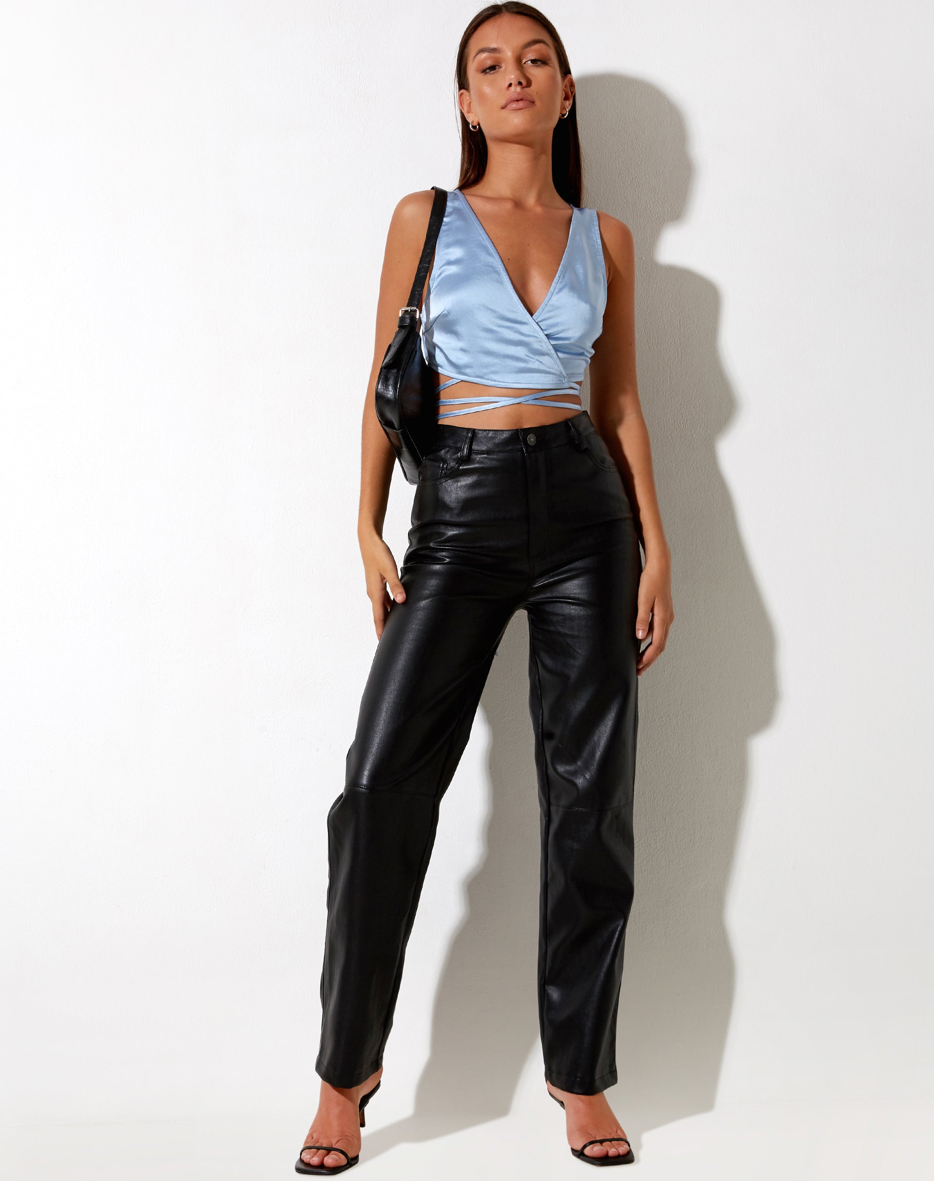 Image of Liliah Crop Top in Satin Daylight Blue