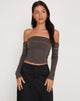 Image of Lan Long Sleeve Top in Gunmetal with Grey Top Stitch