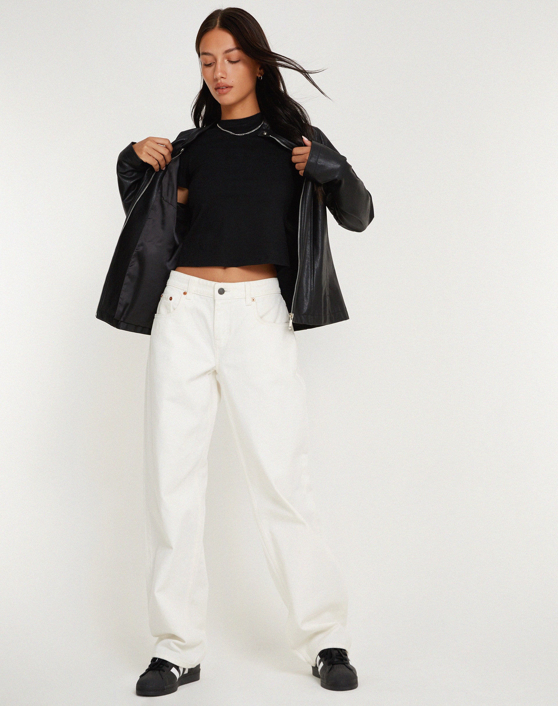 White Low Waisted Straight Leg Jeans | Low Rise Parallel – motelrocks.com